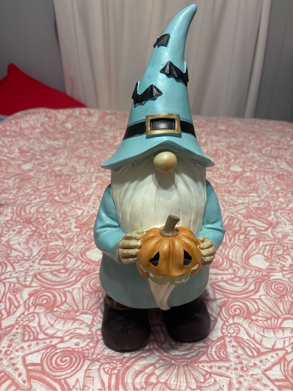 Blue Witch Hat Gnome Holding Pumpkin - Seasonal Home Accent